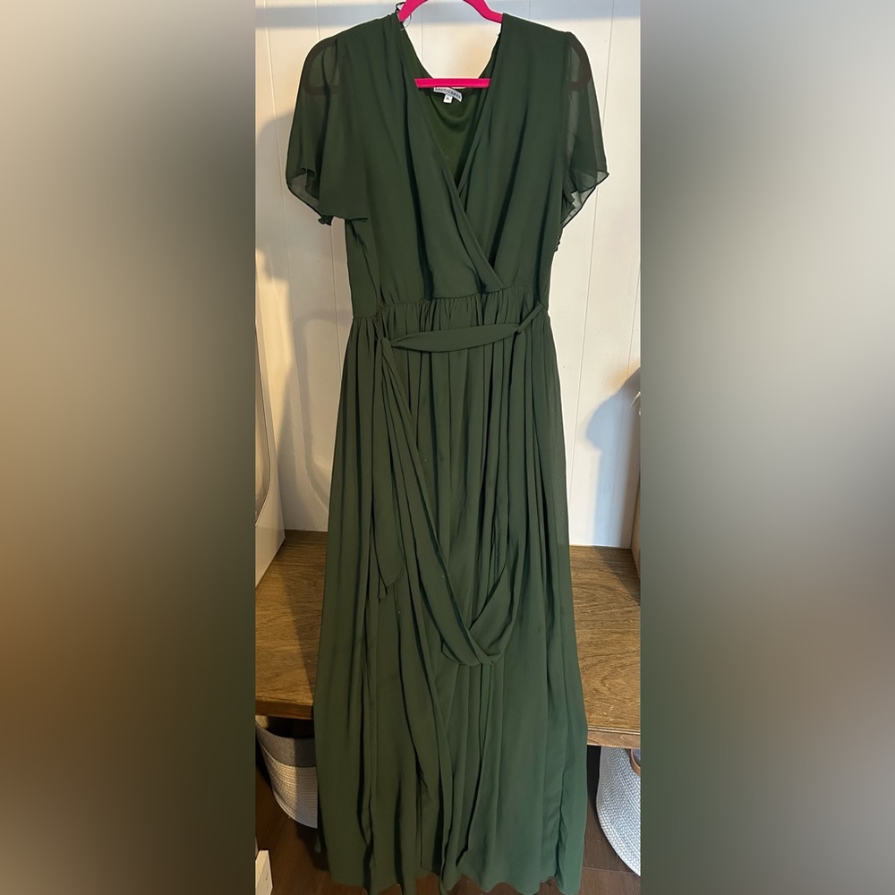 Floor length gown.
